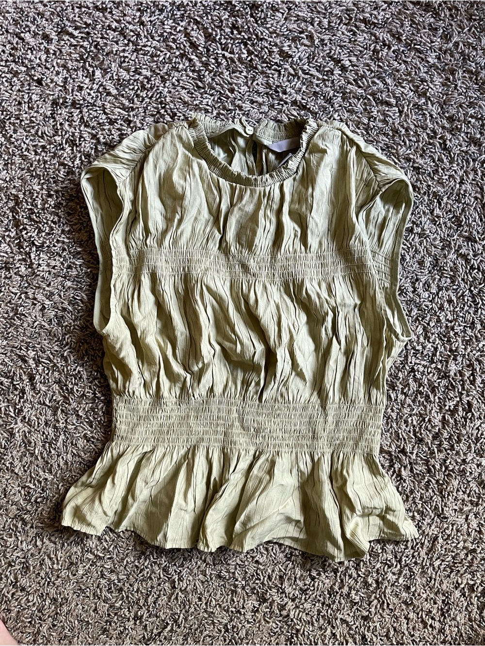 H&M Olive Green Smocked Peplum Sleeveless Top